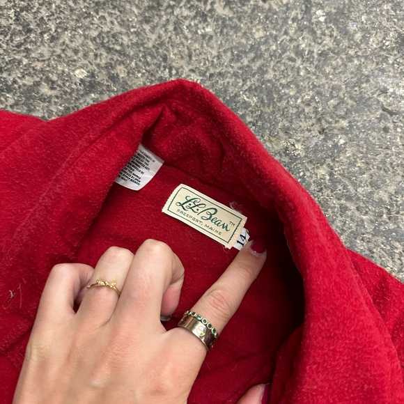 L.L Bean Vintage 70s Flannel Button Up Shirt Solid Red Women’s 14 - Picture 7 of 9